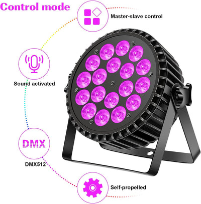 DELIBANG Par LED UV RGB Luci Palcoscenico Discoteca DJ Faretti 18 LED Par DMX Auto Sound 200W, 8CH A