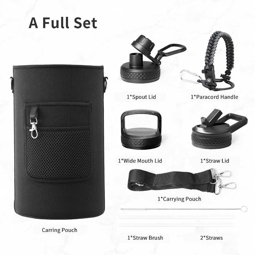 Trebo Ein Gallon Wasserflasche isoliert mit Paracord-Griff, 3.6 l Edelstahl, grosser Sportkrug in Le