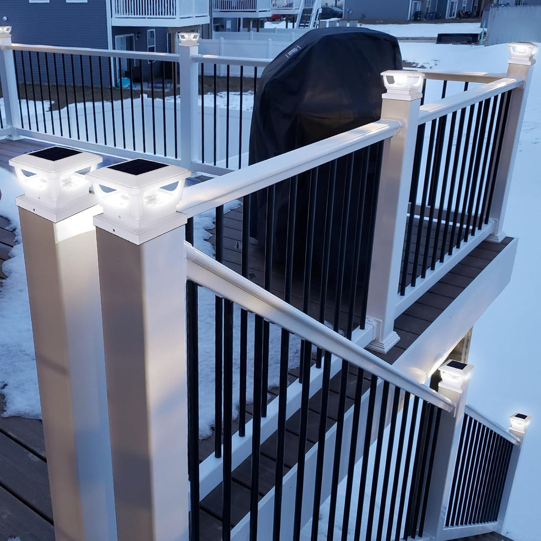 2pcs Pfostenkappe Solar 7x7 8x8 9x9 10x10, Solar Zaunpfosten Leuchte Solar Post Cap Light Solar Pfos