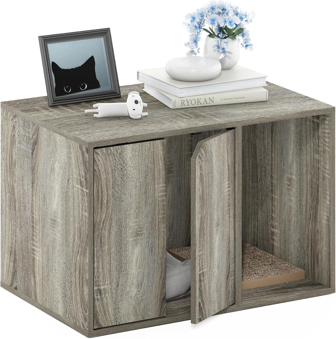 Furinno Peli Small Litter Box Enclosure, French Oak Grey French Oak Grey S, French Oak Grey S