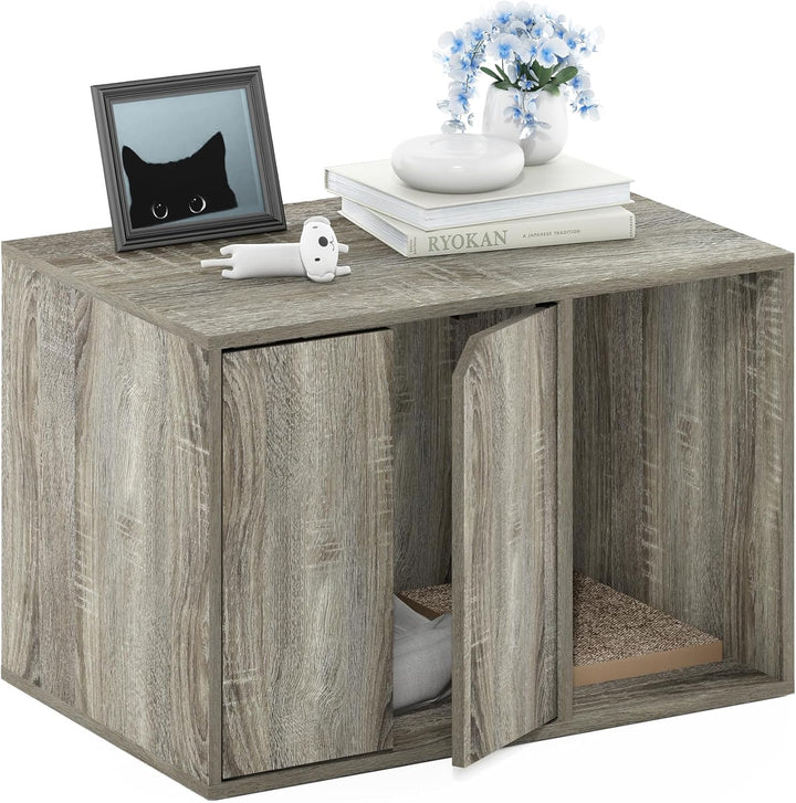 Furinno Peli Small Litter Box Enclosure, French Oak Grey French Oak Grey S, French Oak Grey S