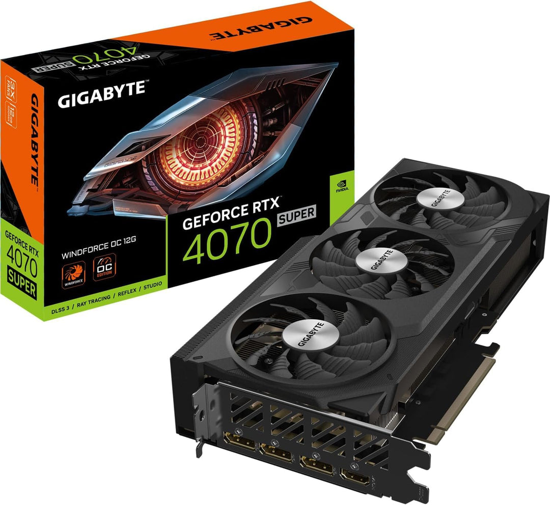 GIGABYTE GeForce RTX 4070 SUPER WINDFORCE OC 12G NVIDIA 12 Go GDDR6X Windforce Einzeln, Windforce Ei