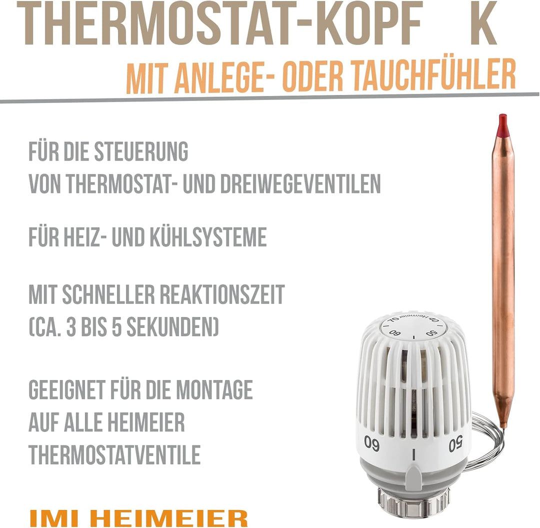 TA Heimeier Thermostat-Kopf ohne Zubehör 40-70 Grad celsiys, 6602-00.500