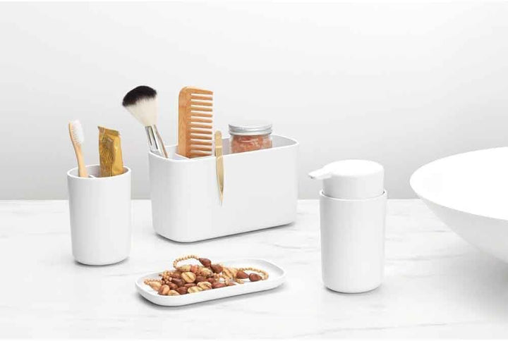 Brabantia Renew Collection Badezimmer-Set, Kunststoff, Weiss, Set of 3 White, White