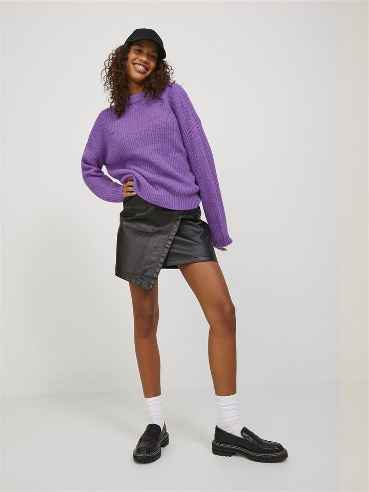 Damen Jxember Ls Fluffy Crew Neck Knit Noos Pullover, Royal Lilac