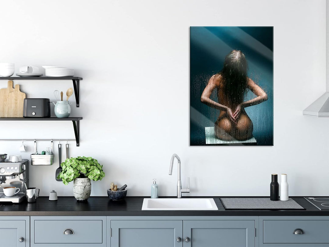 Pixxprint Glasbild | Wandbild aus Echtglas | Nackte Frau | 70x100 cm | inkl. Aufhängung und Abstands