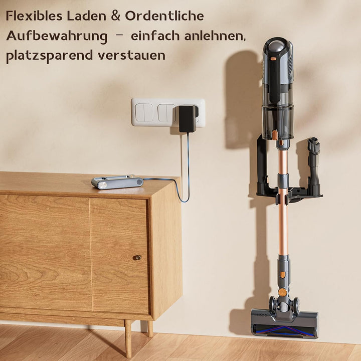 Akku Staubsauger 45000Pa 60Min nur 1,9 kg 6-in-1 Staubsauger Kabellos mit LED-Leuchten Anti-Tangle-B