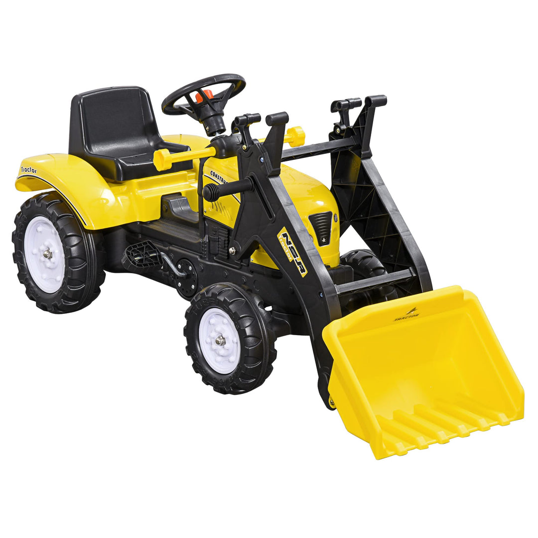 HOMCOM Trettraktor Tretauto Traktor ab 3 Jahre Spielzeug Kinder Schwarz+Gelb 114 x 41 x 52 cm Mehrfa