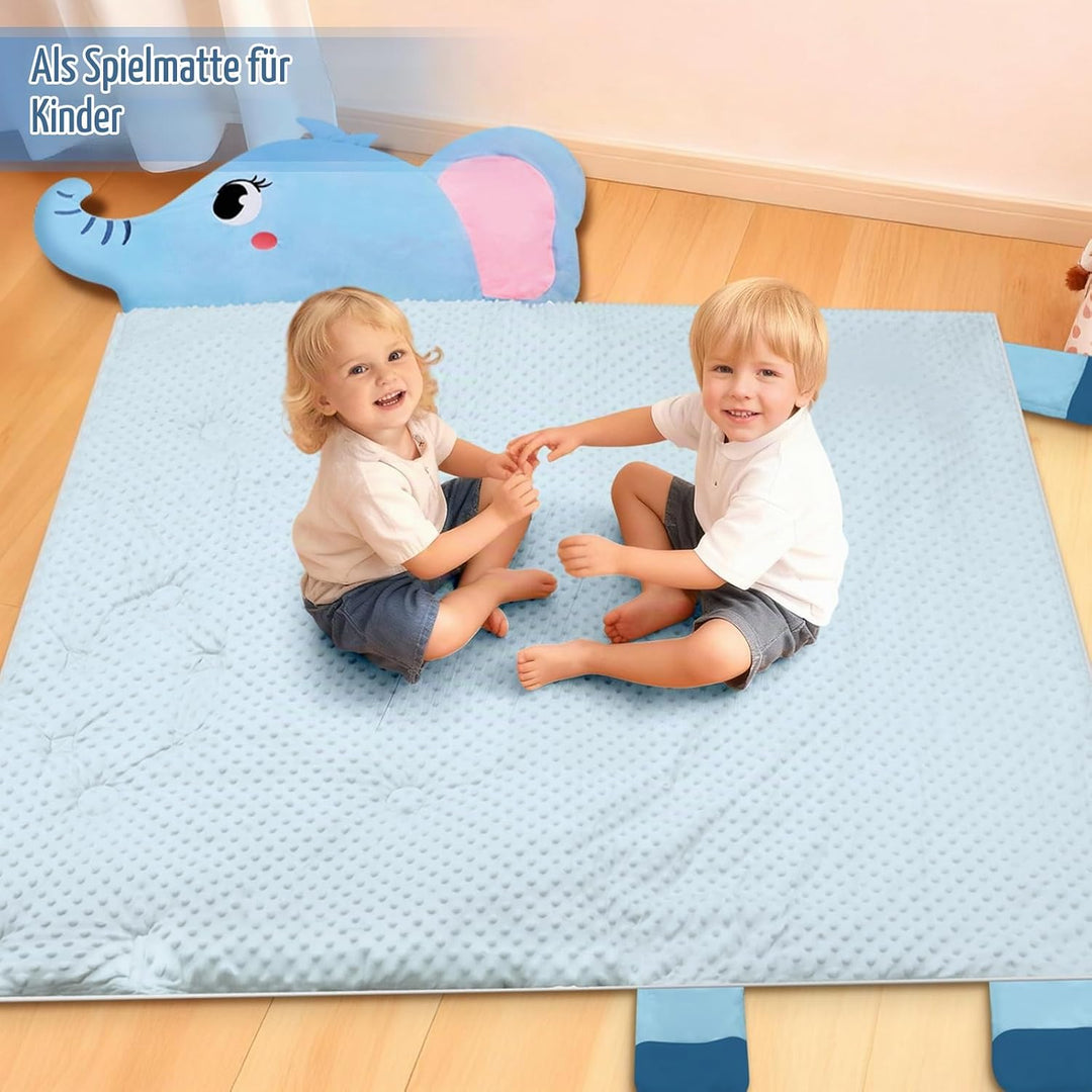 Schlafsack Kinder mit Kissen Abnehmbar,Warm Flausch Elefant Kinderschlafsack Doppelter Reissverschlu