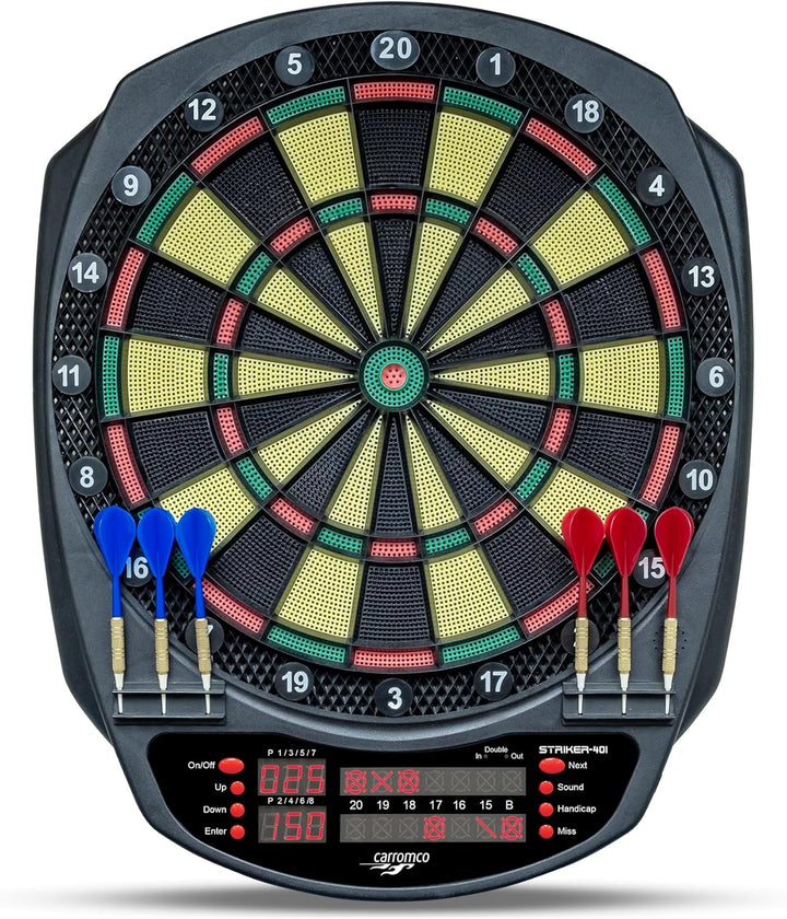 Carromco 92445 Dartboard STRIKER-401 - Elektronische Dartscheibe mit Pfeilen, Dart Set für 44204 Spi