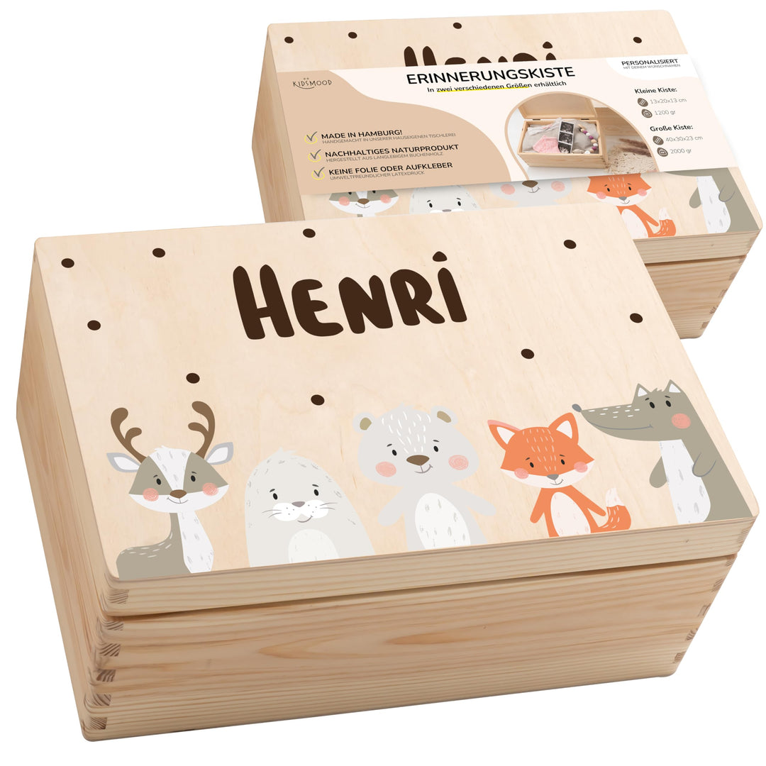 KIDSMOOD - Erinnerungsbox Baby, personalisierte Holzkiste mit Deckel, Ideal zur Aufbewahrung von Eri