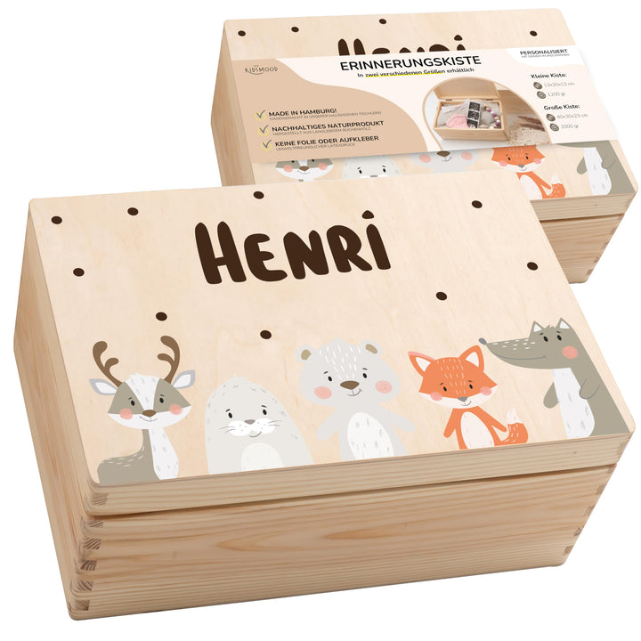KIDSMOOD - Erinnerungsbox Baby, personalisierte Holzkiste mit Deckel, Ideal zur Aufbewahrung von Eri
