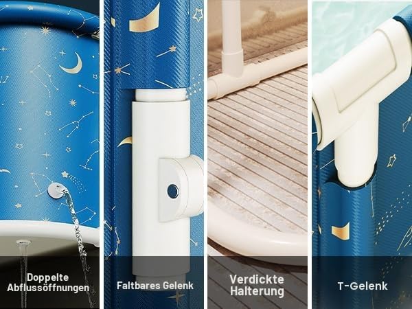 Simcat Tragbare faltbare Badewanne, grosse Einweichbadewanne für heisse Dusche und Eisbad, freistehe