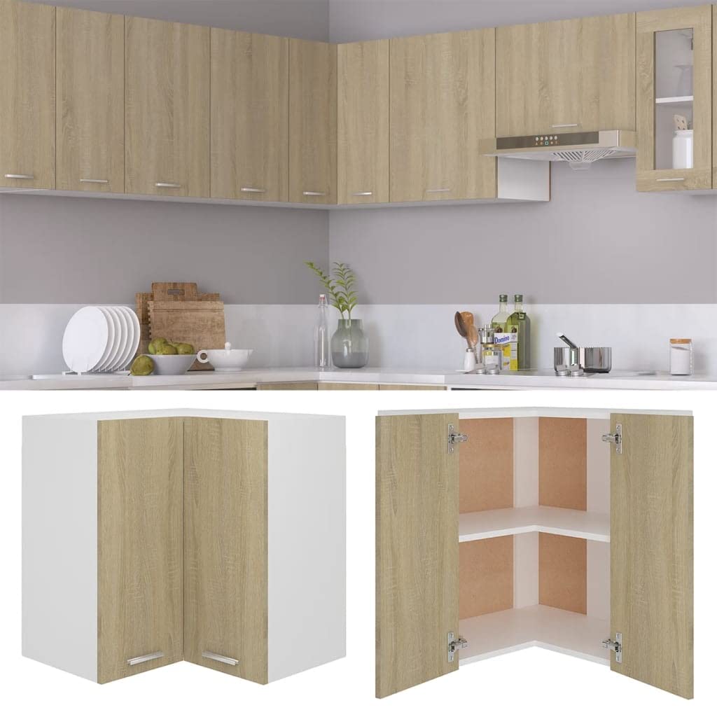 Eckhängeschrank Sonoma-Eiche 57x57x60 cm Holz KüChenschrank Eckschrank Vorratsschrank KüChenuntersch