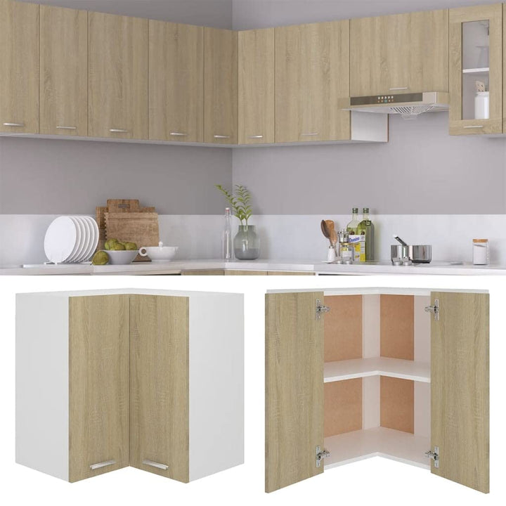 Eckhängeschrank Sonoma-Eiche 57x57x60 cm Holz KüChenschrank Eckschrank Vorratsschrank KüChenuntersch