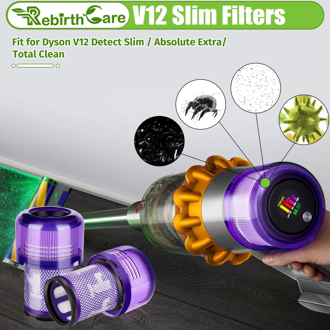 Rebirthcare 2 Stück V12 Filter für Dyson V12 Detect Slim Absolute Extra Pro Plus Motorhead Complete