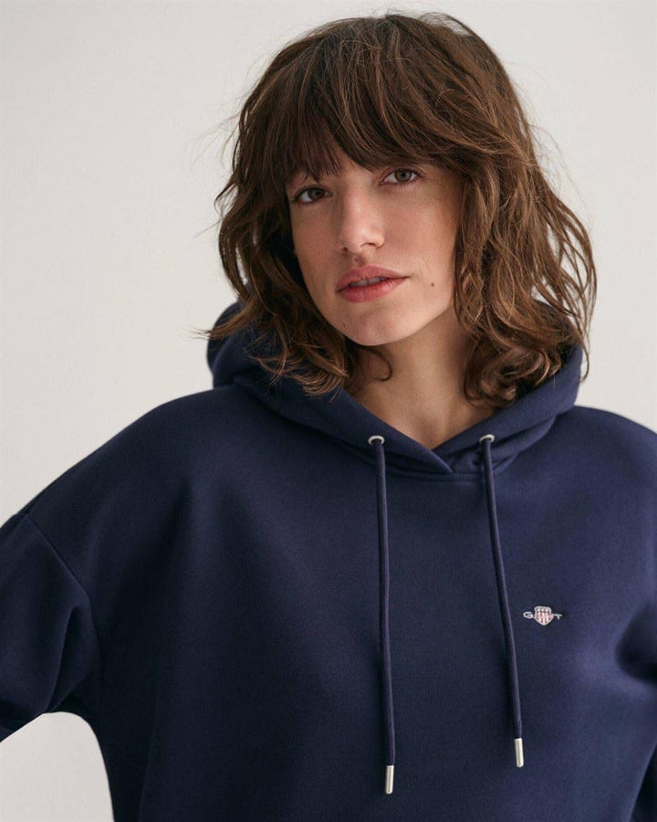GANT Damen Rel Shield Hoodie Kapuzenpullover, S Evening Blue