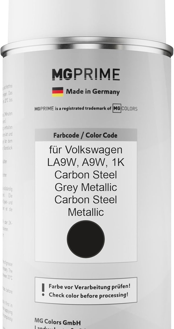 MG PRIME Autolack Sprühdosen Set für Volkswagen VW LA9W / A9W / 1K Carbon Steel Grey Metallic/Carbon