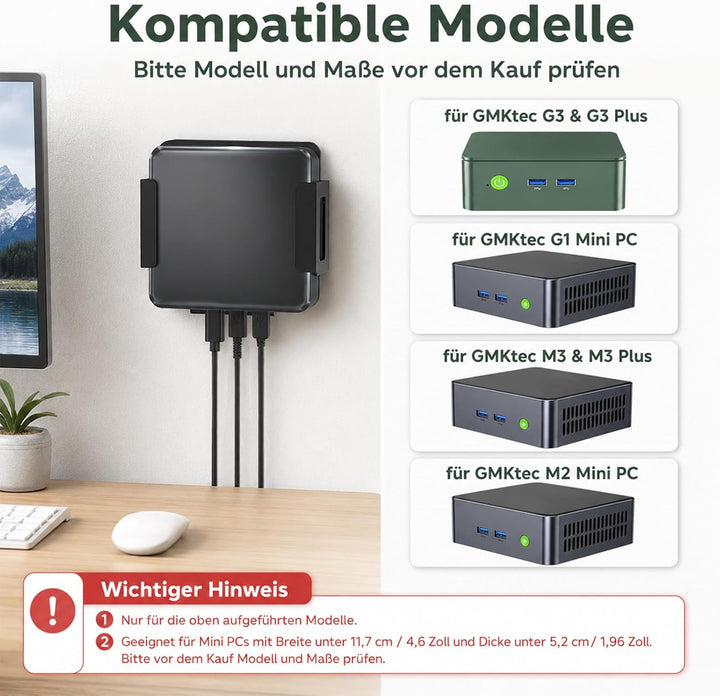 Mini-PC Halterung für GMKtec VESA Wand und Untertisch Halterung für GMKtec G3 Plus / G3 / G1 / M3 /