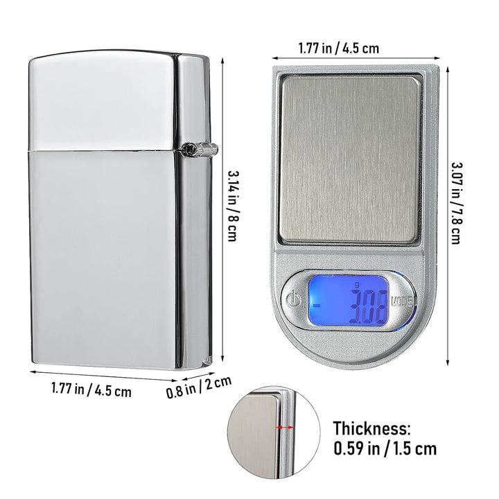 Digitale Taschenwaage in Feuerzeugform, 200g 0, 01g, Silber
