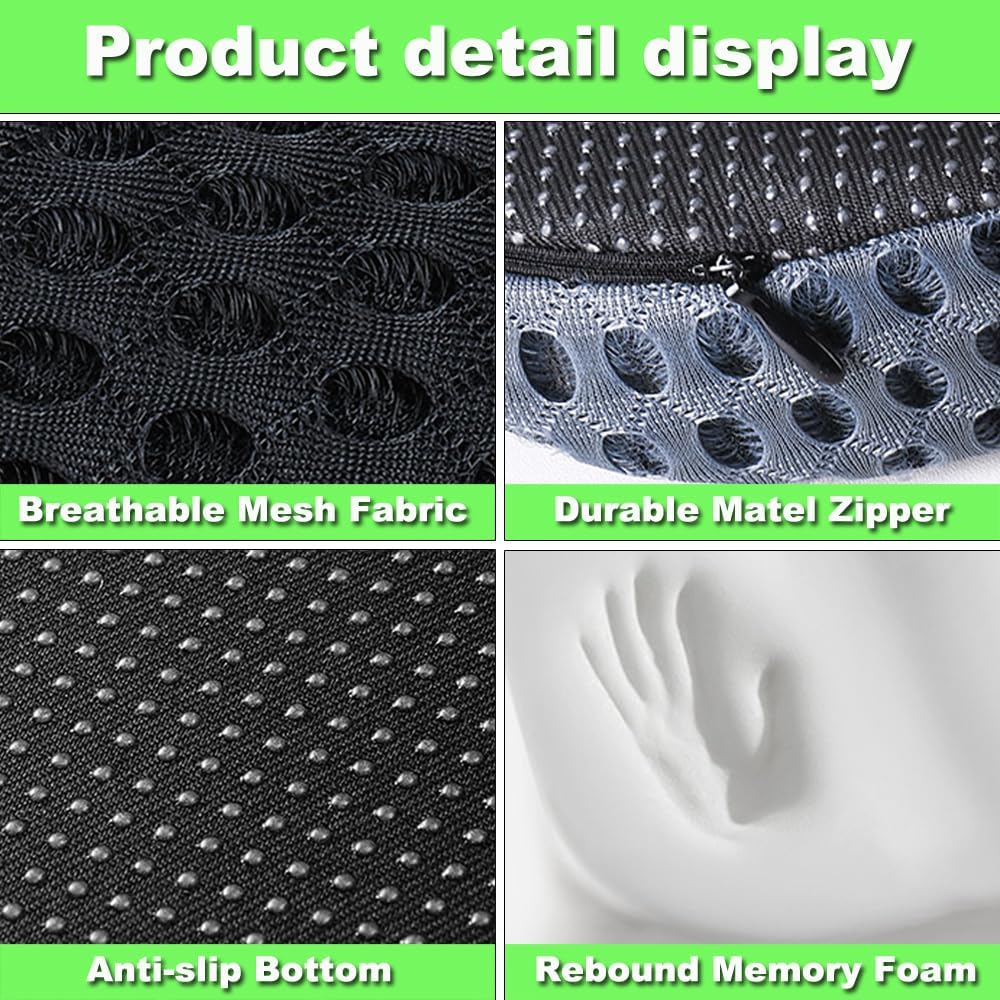 Orthopädisches Autositzkissen Memory Foam - Ergonomisches Keilkissen & Sitzkissen für Auto & LKW - E
