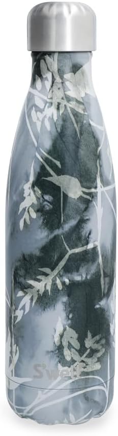 S'well Edelstahl-Wasserflasche, 482 ml, blaues Laub, dreilagig, vakuumisolierte Behälter, hält Geträ