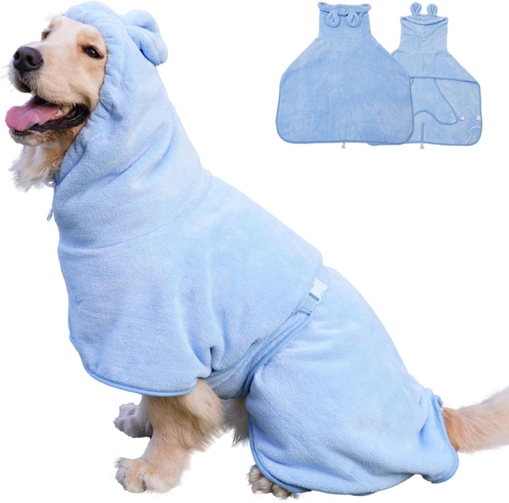 Hunde-Bademantel, super saugfähig, schnell trocknend, Mikrofasermantel, Kapuzenbadetuch für Welpen,