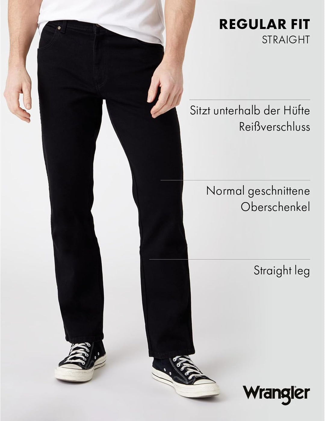 Wrangler Herren Jeans Regular - Mid Waist - Regular Fit - Schwarz W30-W44 30W / 30L Schwarz, 30W / 3