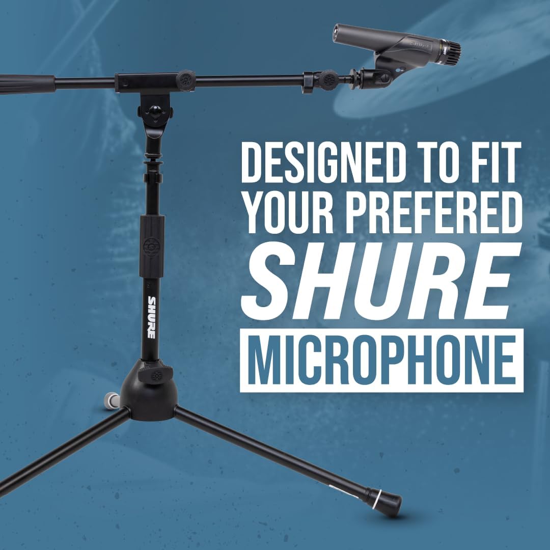 Shure by Gator Niedriger Mikrofonständer mit Galgen für Bass-Drums und Verstärker, schwarz (SH-TRIPO