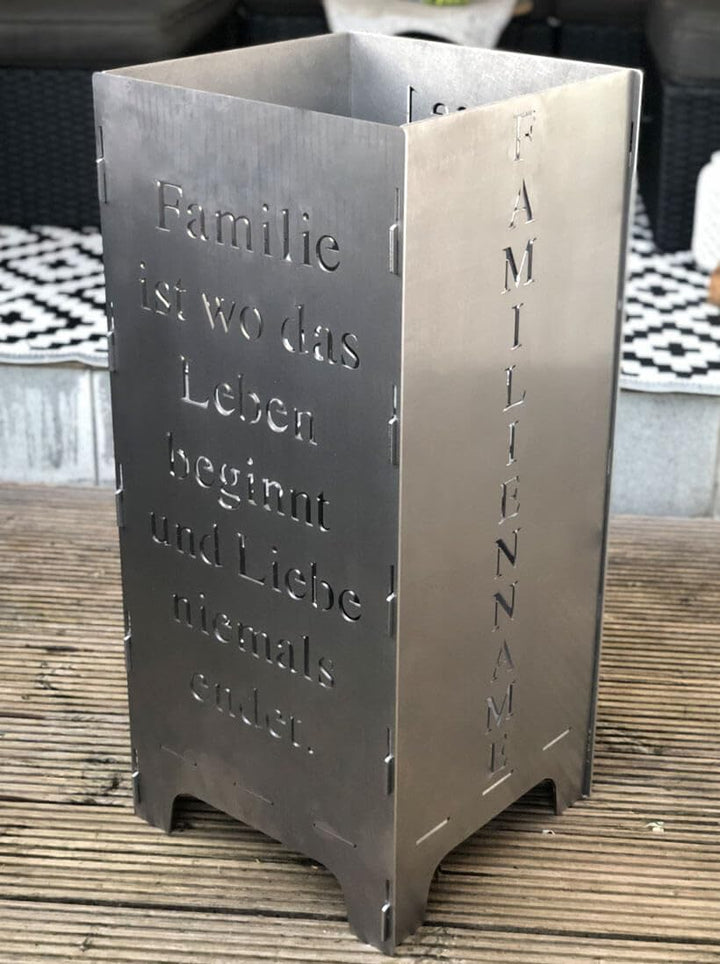 EXTRAVAGANT® Feuertonne, Feuerstelle, Feuerkorb, Feuersäule PERSONALISIERT für den Garten, Terrasse,