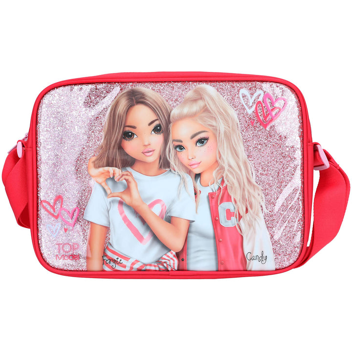 Depesche 12235 TOPModel One Love-Umhängetasche in Rosa und Rot mit Herzen, Tasche mit Reissverschlus