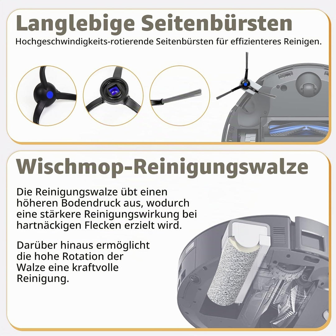 X8 Zubehör Ersatz für ECOVACS DEEBOT X8 PRO OMNI / X8 OMNI Saugroboter, 1 Hauptbürste, 4 Filter, 4 S