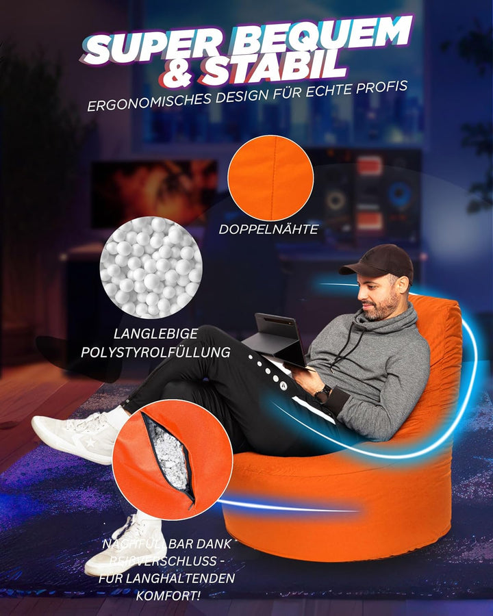 PATCH HOME Gamer Sessel in 2 verschiedenen Grössen und 25 XL - 75cm Durchmesser, 30cm Sitzhöhe, 80cm