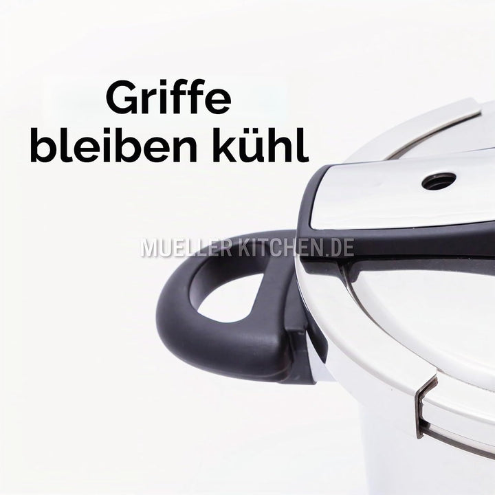 Muller Kitchen Schnellkochtopf (Edelstahl, Induktionsboden, Druckanzeige) (6 l) 6 Liter, 6 Liter