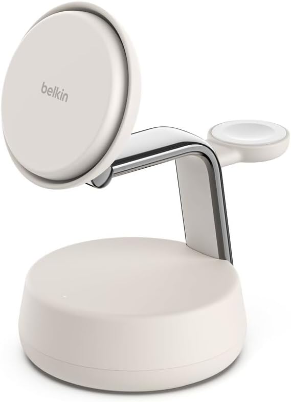Belkin UltraCharge Pro Qi2.2 Induktive Ladestation, 25W, 3 in 1 Ladegerät MagSafe Kompatibel, Wirele