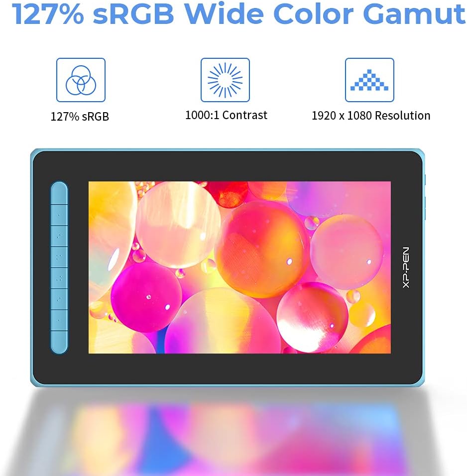 XP-PEN Artist 12 2. Generation Grafiktablett mit Display 11,9 Zoll 127% sRGB Farbraum mit X3 Smart-C