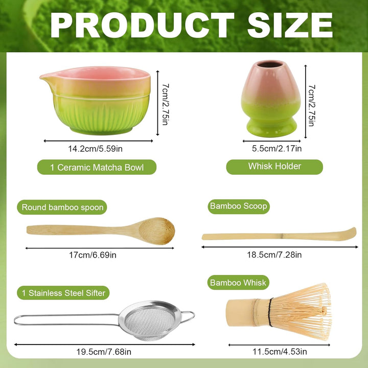 Matcha Set, 1 Matcha-Schale, 1 Matcha-Bambusbesen, 1 Messlöffel, 1 Sieb, 1 Matcha-Besenhalter, für z
