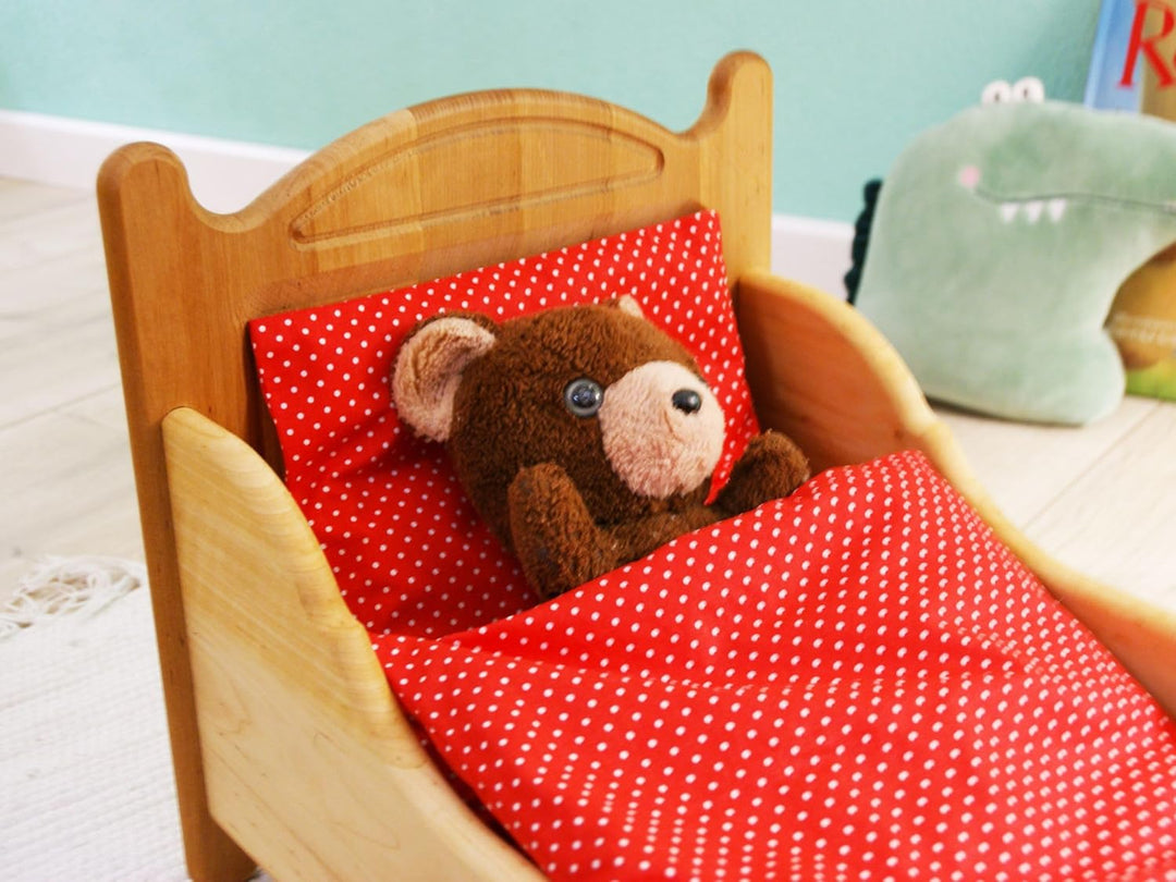 Drewart 933-3000 Puppenbett aus Holz, Holzspielzeug Puppenmöbel