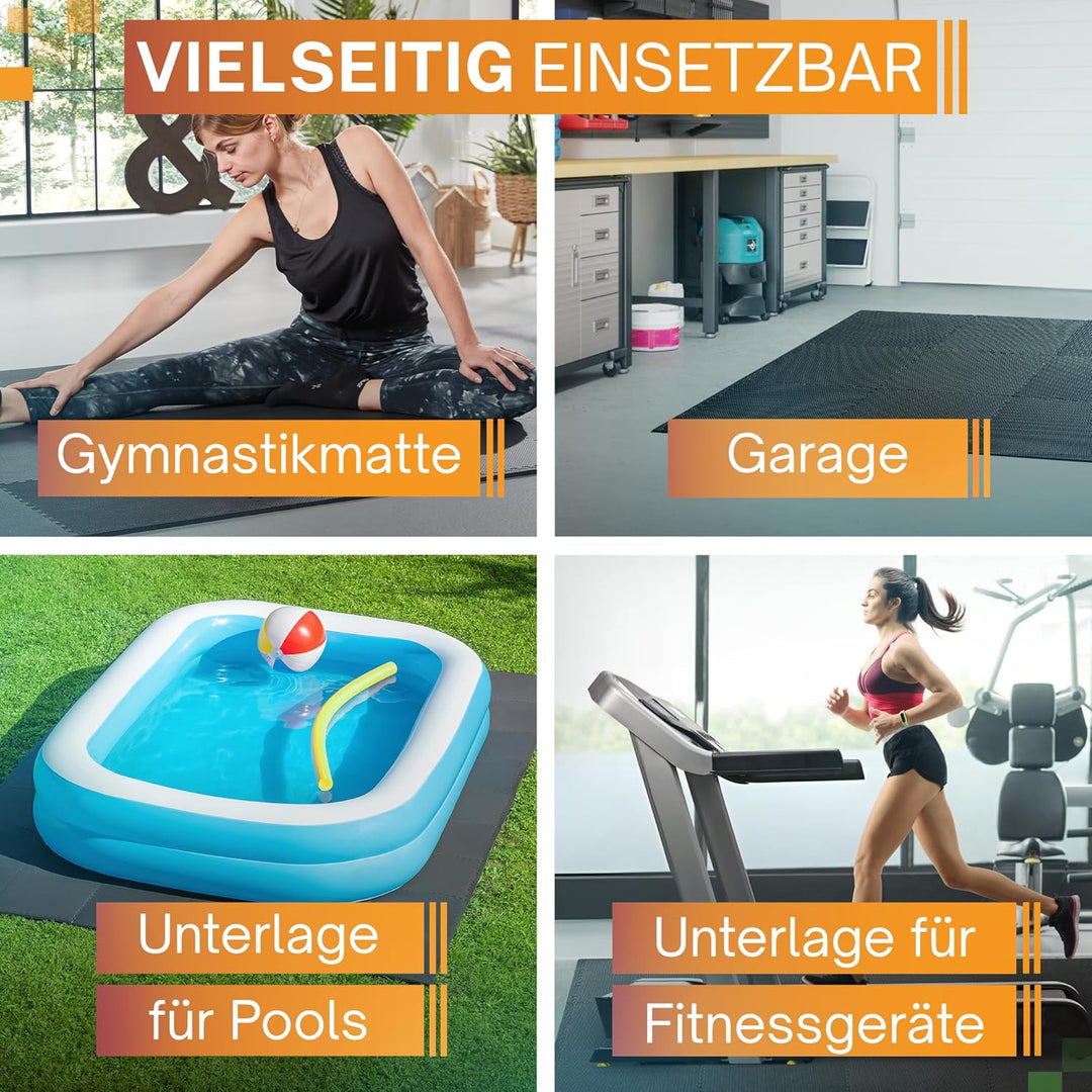 bonsport 12-60 Stück Bodenschutzmatte Fitness 40x40 cm - Sportmatte Puzzle Unterlage Hantelbank Gerä
