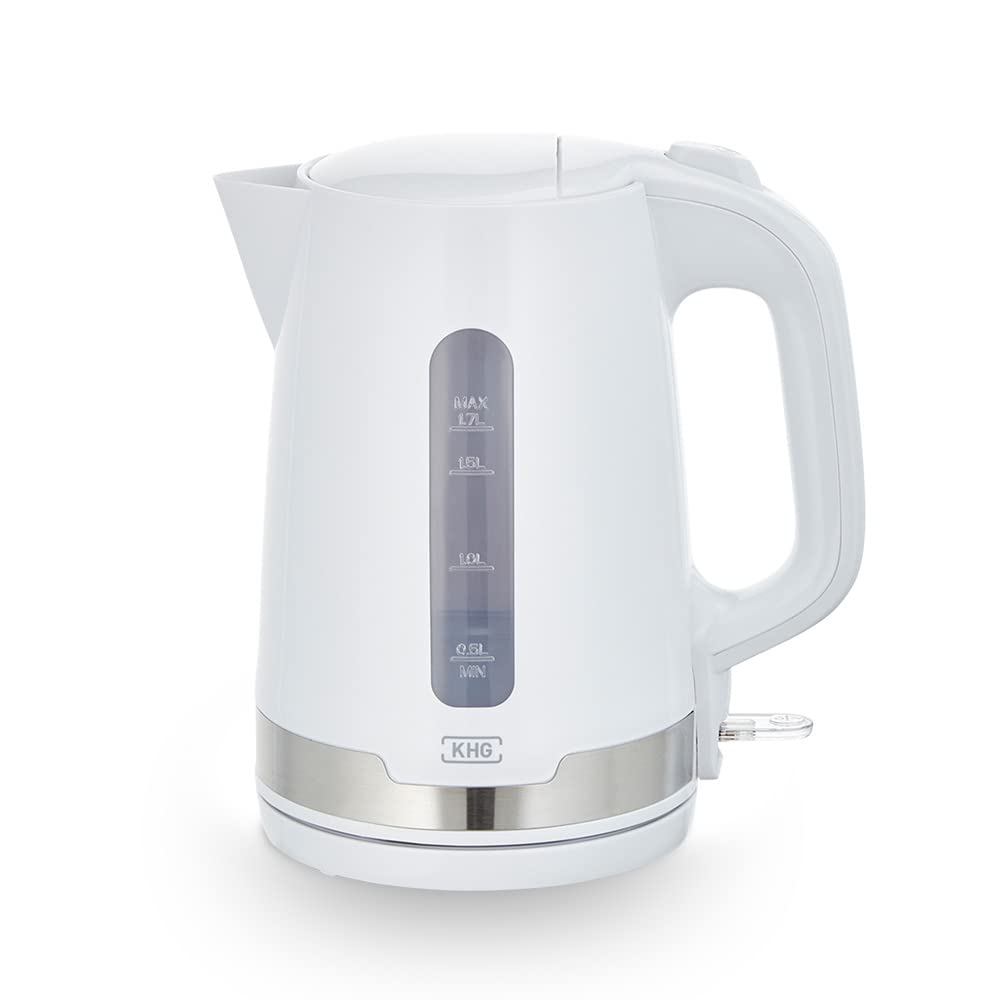 KHG Wasserkocher für 1,7 Liter Wasser, 2.200 Watt, kabellose Kanne, 360° Sockel, Abschaltautomatik,
