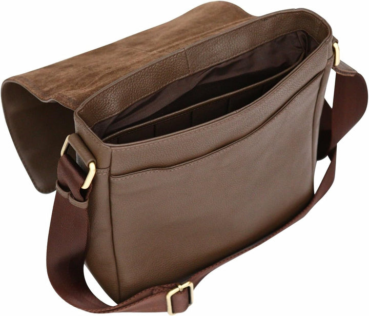 Schultertasche aus gekrispeltem Echtleder - Geeignet für EIN iPad/Tablet bis 10,2"