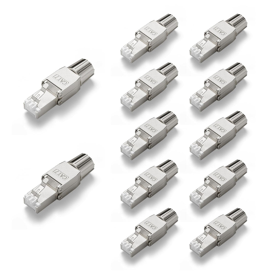 VCELINK RJ45 Stecker Werkzeuglos für Verlegekabel Cat7 Cat6A Netzwerkstecker Werkzeuglos Feldkonfekt