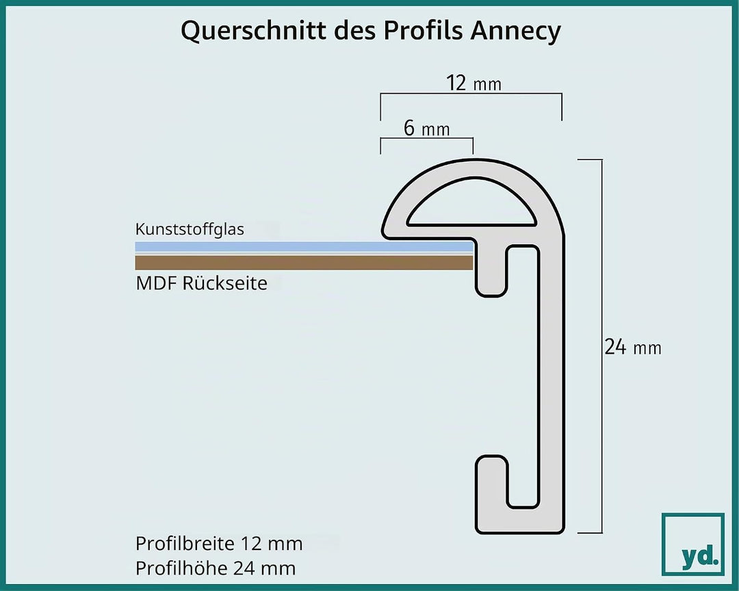 yd. Your Decoration - Bilderrahmen 75x100 cm - Schwarz Hochglanz - Bilderrahmen aus Kunststoff mit A