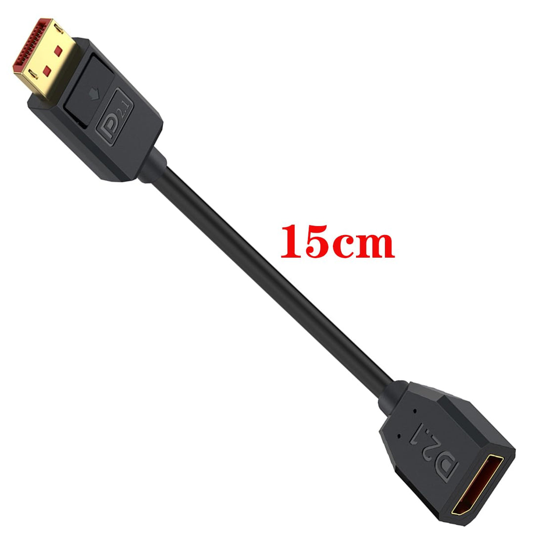 Displayport 2.1 Kabel,90-Grad rechtwinklig DP Stecker auf Buchse Verlängerungskabel, 52Gbps kurze Di