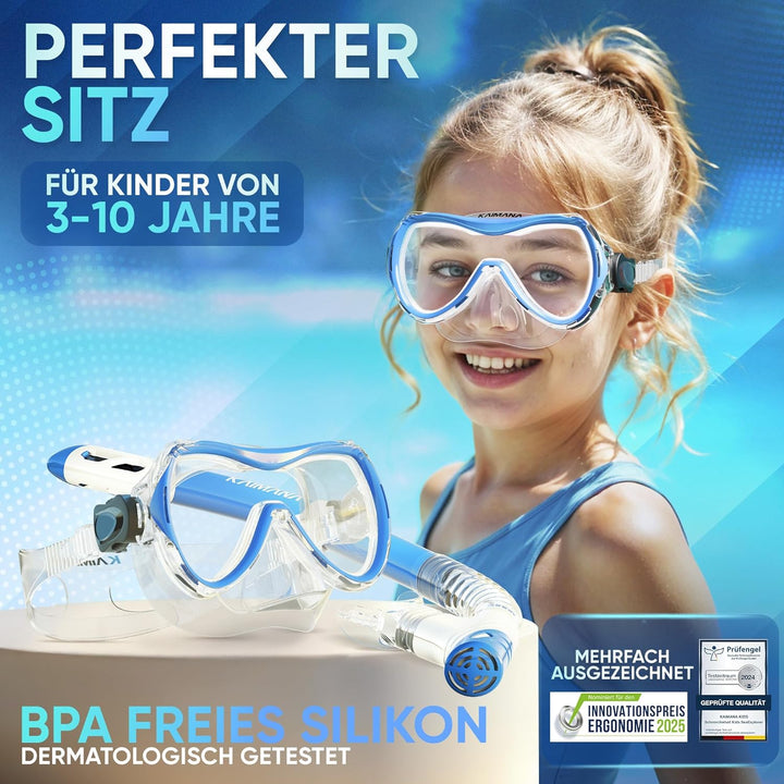 Das Neue KAIMANA® SeaExplorer Schnorchelset Kinder + Tragetasche, Taucherbrille mit Schnorchel, Tauc