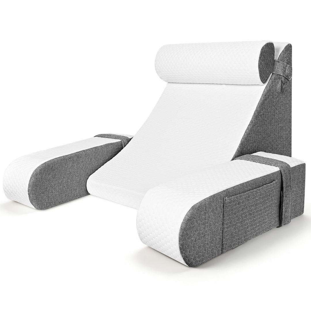 Lesekissen mit Abnehmbarer Nackenrolle &amp; Armlehne, Ergonomisches Rückenkissen Bücherkissen mit Stora