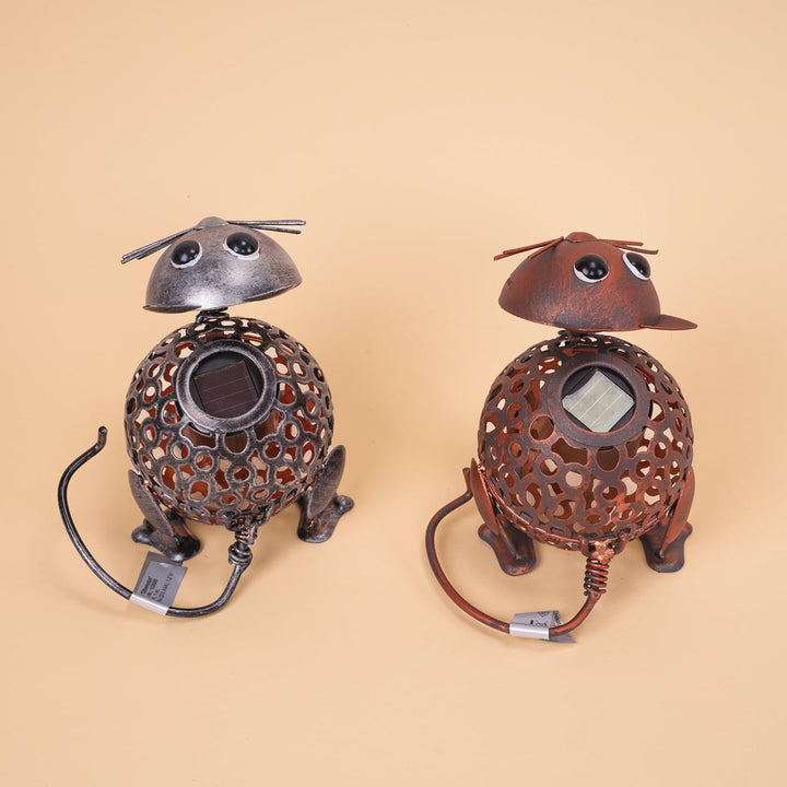 Esotec Solar Gartenfiguren Katzenpaar, Silber und kupferfarben, Metall, Akku, Solarmodul, Balkondeko