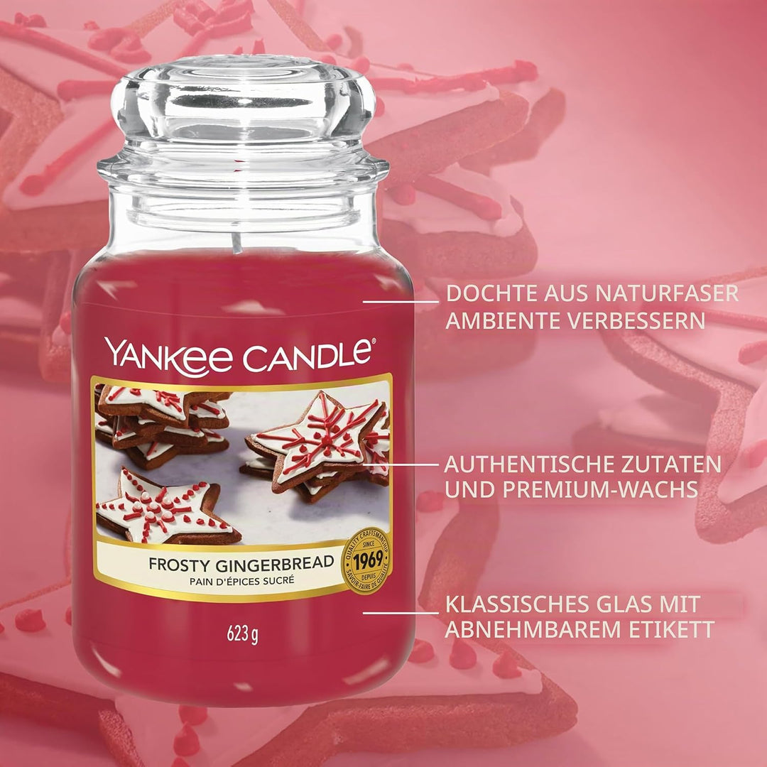 Yankee Candle Duftkerze im Glas (gross) | Frosty Gingerbread | Brenndauer bis zu 150 Stunden, Frosty