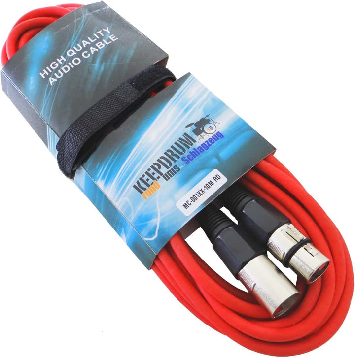 keepdrum 4x Mikrofonkabel SET 10m XLR 4 Farben Rot Blau Grün Gelb