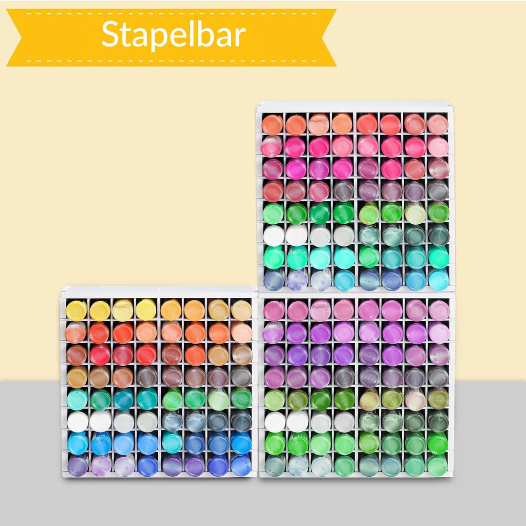 Krafetto Farbflaschen-Organizer mit 64 Fächern für 59-ml-/2-oz-Bastelfarben, Farbenregal aus PVC für